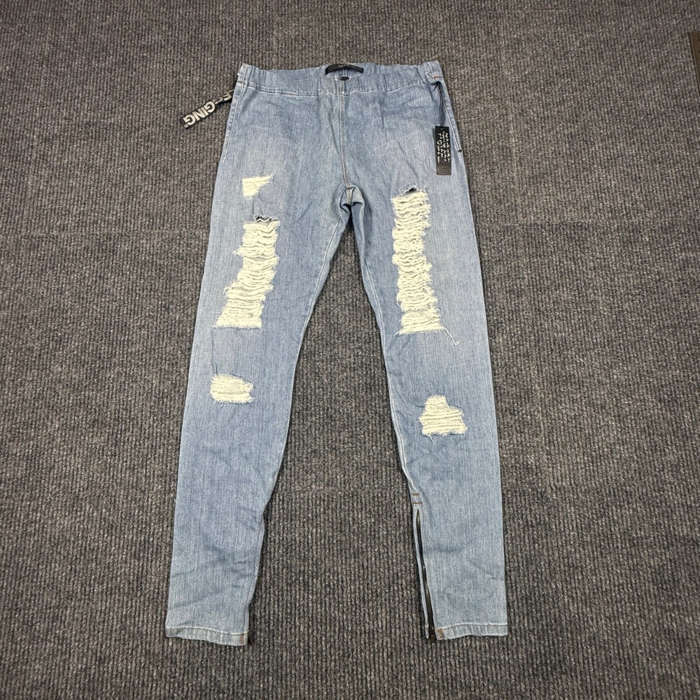 NWT Joe's Jeans The Jean Legging Light Destroy Distressed Ankle Zip IIW45976 L
